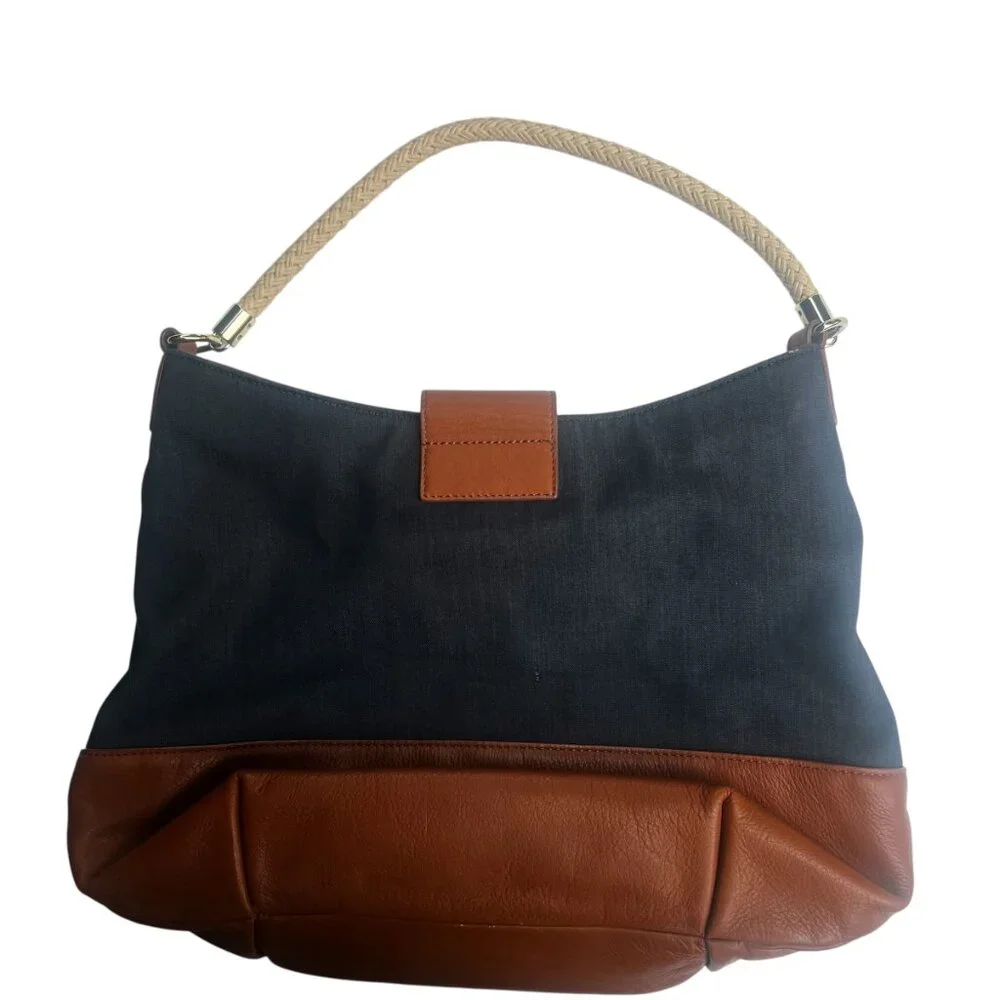 Talbots Denim and Leather Bag with Rope Strap - Picture 2 of 10